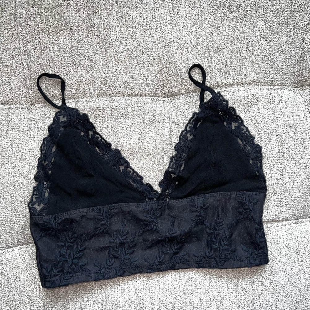 Black Lace Trim Triangle Bra